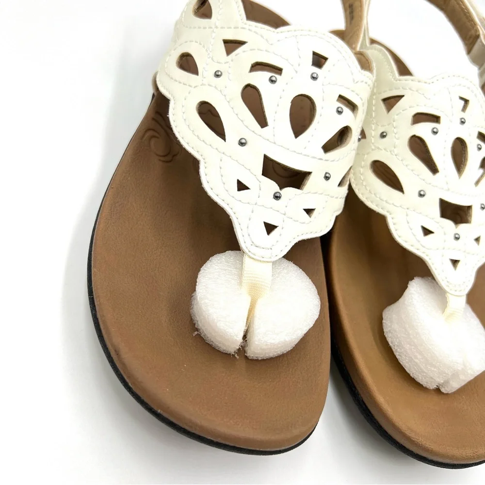 Rockport Womens Size 7 Ridge Sling Ivory‎ White Cutout Summer Sandals Shoes